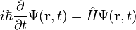 i \hbar \frac{\partial}{\partial t}\Psi(\mathbf{r},t) = \hat H \Psi(\mathbf{r},t)